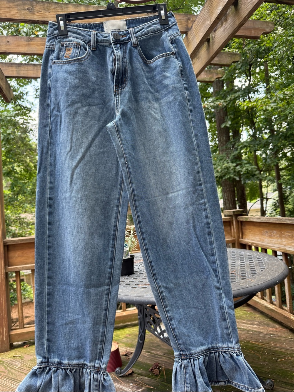 One Teaspoon Light Blue Denim Jeans with Ruffle Hem